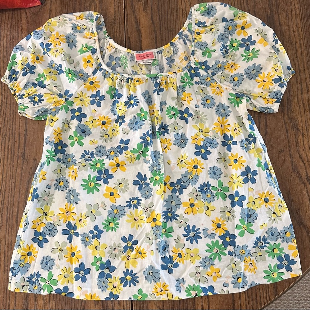 Kate Spade Floral Medley Puff Sleeve Top